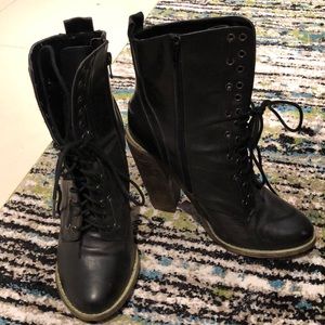 Lace up black boots
